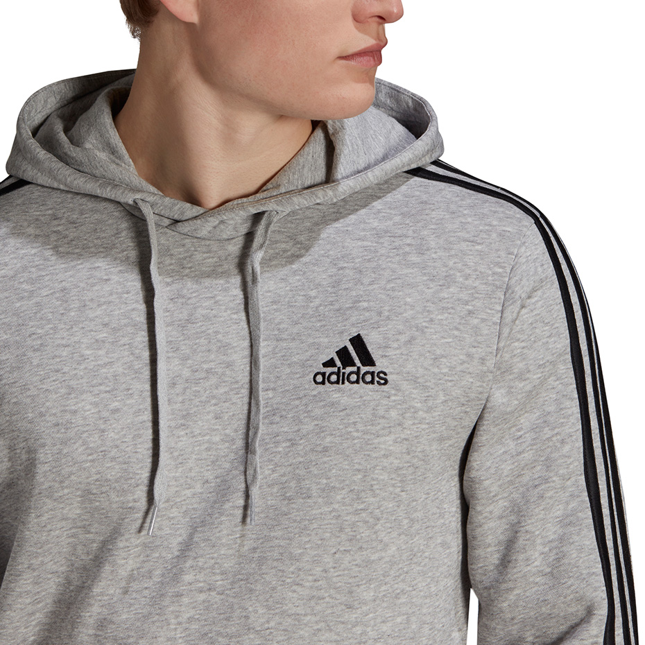Bluza męska adidas Essentials Fleece 3-Stripes Hoodie szara – ujęcie 5
