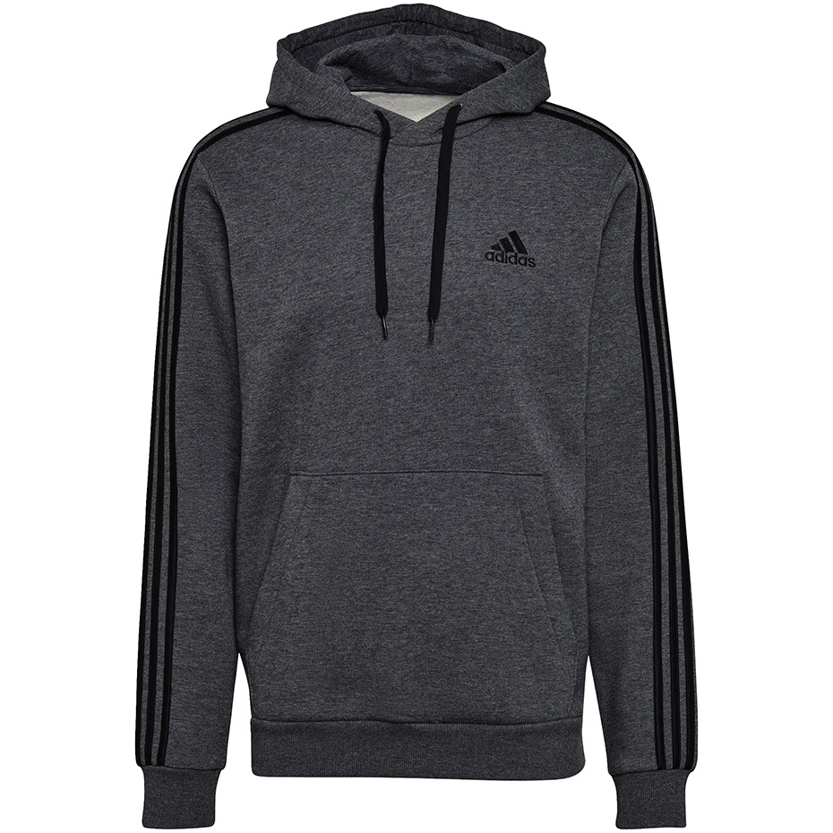 Bluza męska adidas Essentials Fleece 3-Stripes Hoodie ciemnoszara