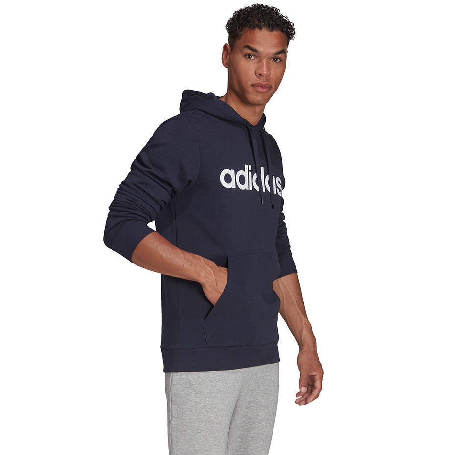 Bluza męska adidas Essentials Linear granatowa – ujęcie 2