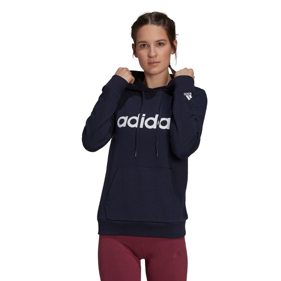 Bluza damska adidas Essentials Hoodie granatowa – ujęcie 2