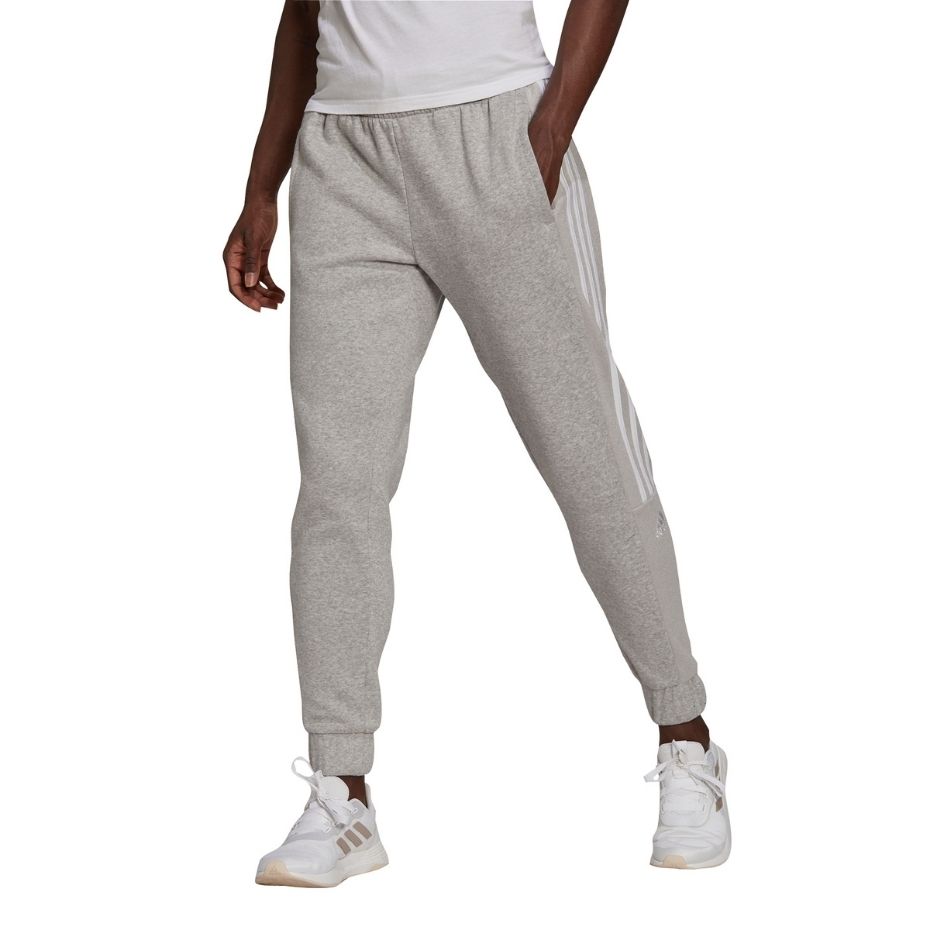 Spodnie damskie adidas Essentials Colorblock Block Cut 3-Stripes Regular Tapered Pants szare – ujęcie 2