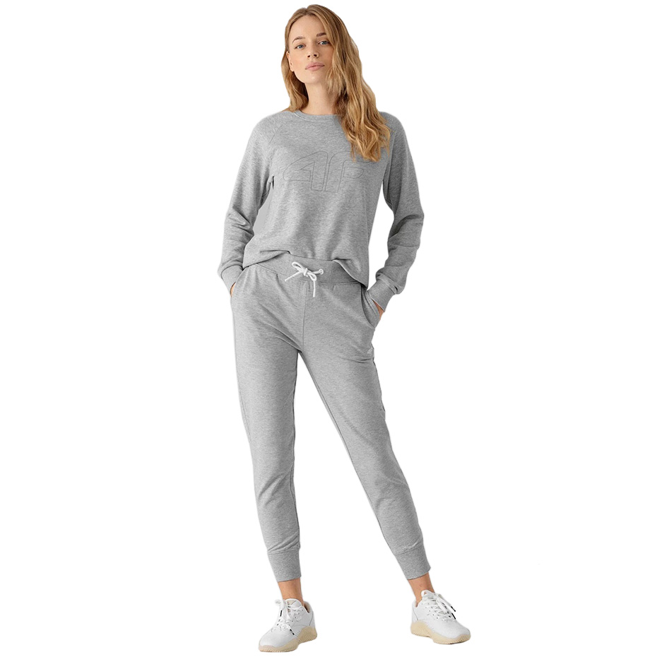 Bluza damska 4F chłodny jasny szary melanż NOSH4 BLD350 – ujęcie 3