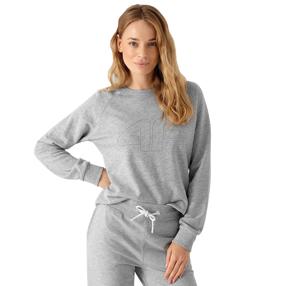 Bluza damska 4F chłodny jasny szary melanż NOSH4 BLD350 – ujęcie 4