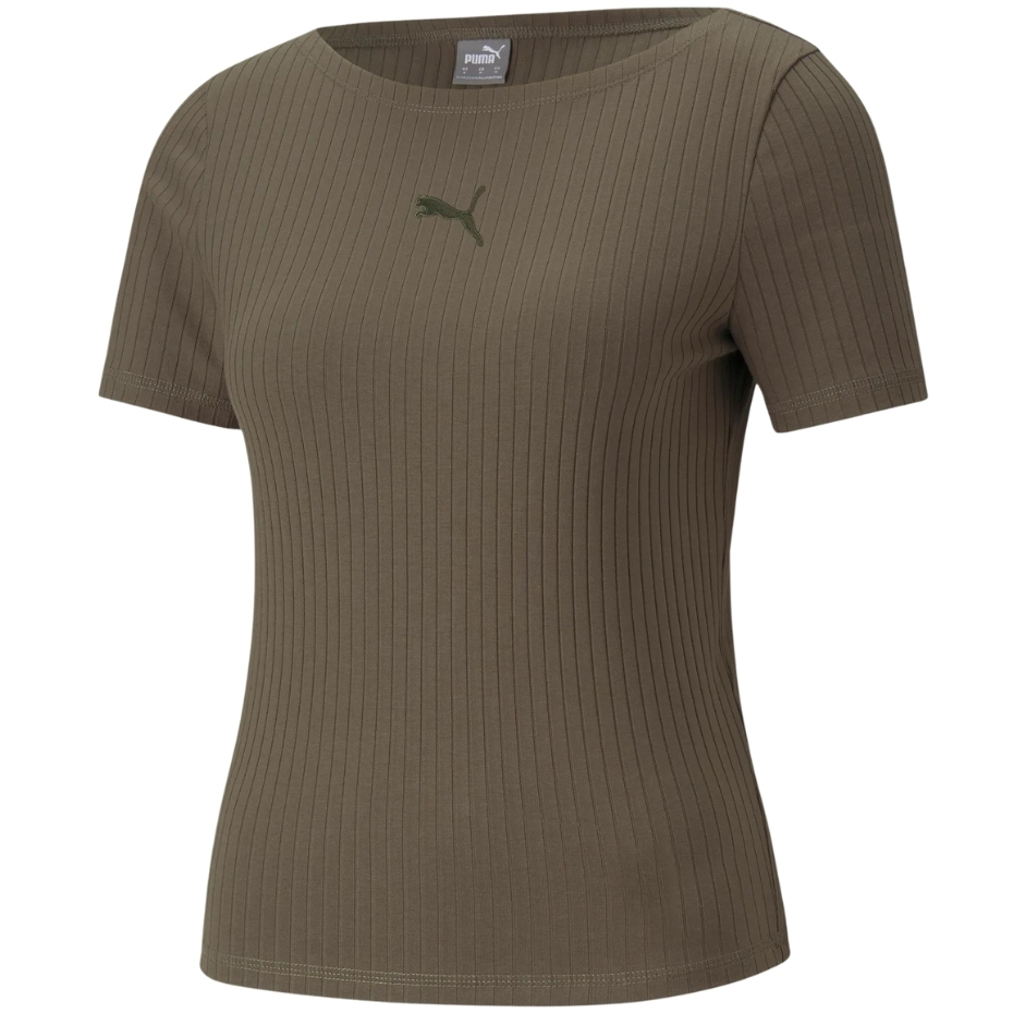 Koszulka damska Puma HER Ribbed Slim Tee zielona