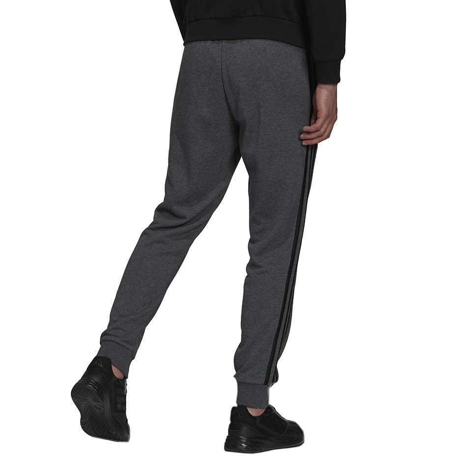 Spodnie męskie adidas Essentials French Terry Tapered Cuff 3-Stripes Pants szare – ujęcie 2