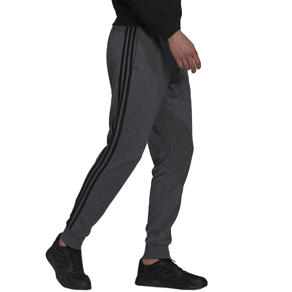 Spodnie męskie adidas Essentials French Terry Tapered Cuff 3-Stripes Pants szare – ujęcie 3