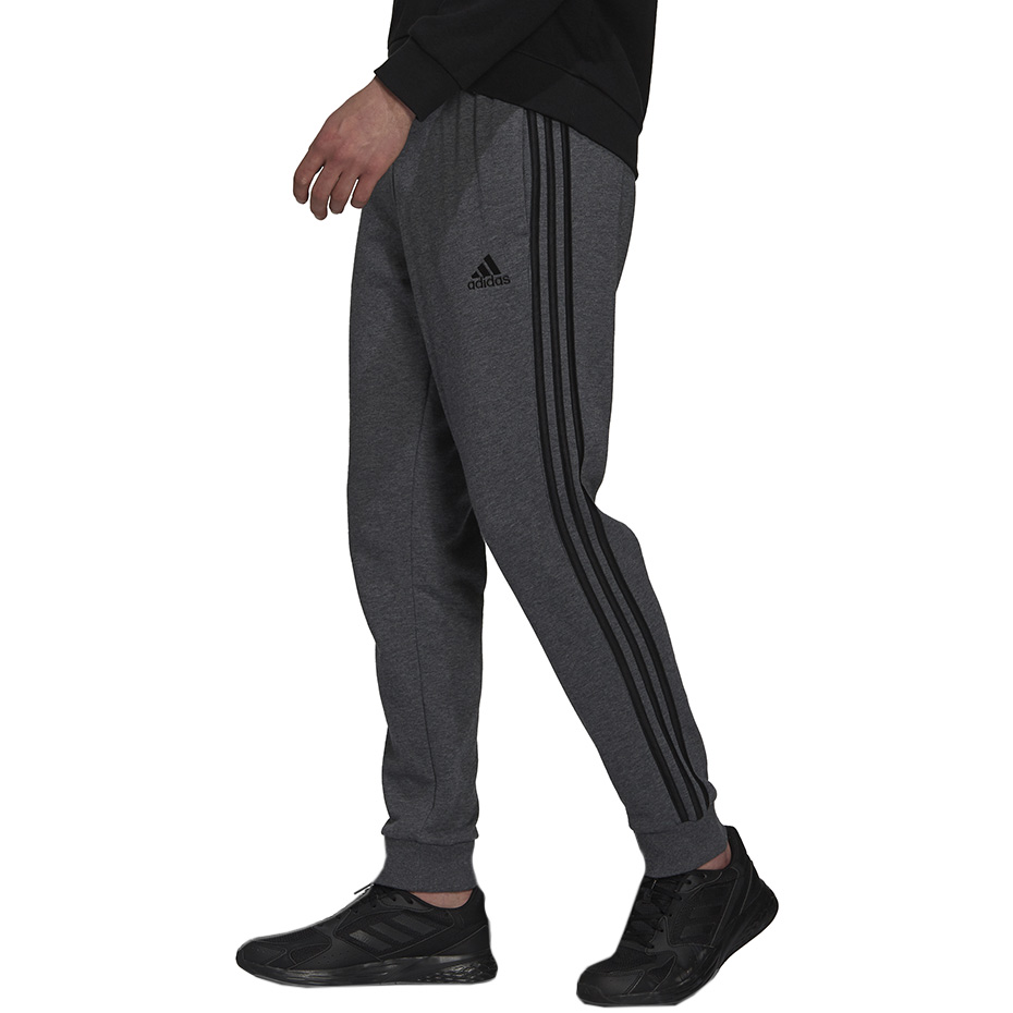 Spodnie męskie adidas Essentials French Terry Tapered Cuff 3-Stripes Pants szare – ujęcie 5