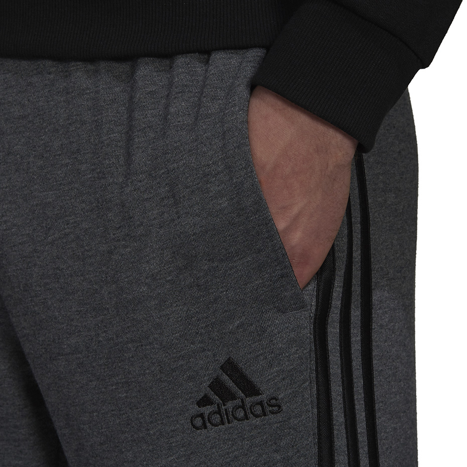 Spodnie męskie adidas Essentials French Terry Tapered Cuff 3-Stripes Pants szare – ujęcie 6
