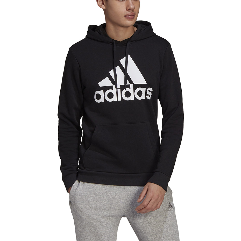 Bluza męska adidas Essentials Fleece Big Logo Hoodie czarna – ujęcie 2