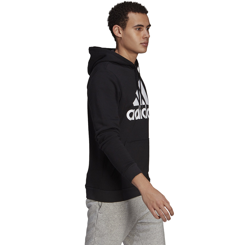 Bluza męska adidas Essentials Fleece Big Logo Hoodie czarna – ujęcie 3