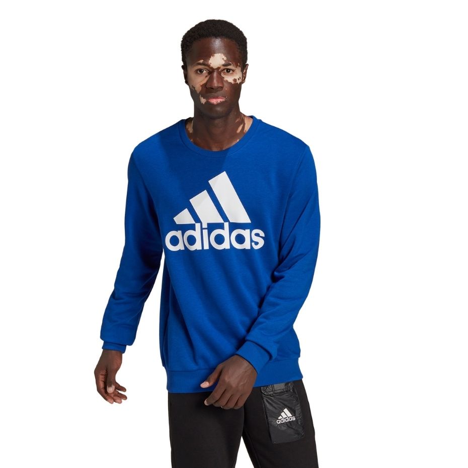 Bluza męska adidas Essentials Big Logo niebieska – ujęcie 2