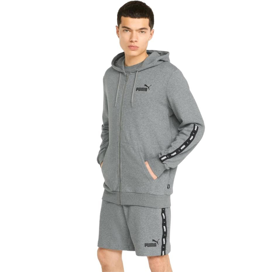 Bluza męska Puma ESS+ Tape Full-Zip Hoodie TR szara – ujęcie 3