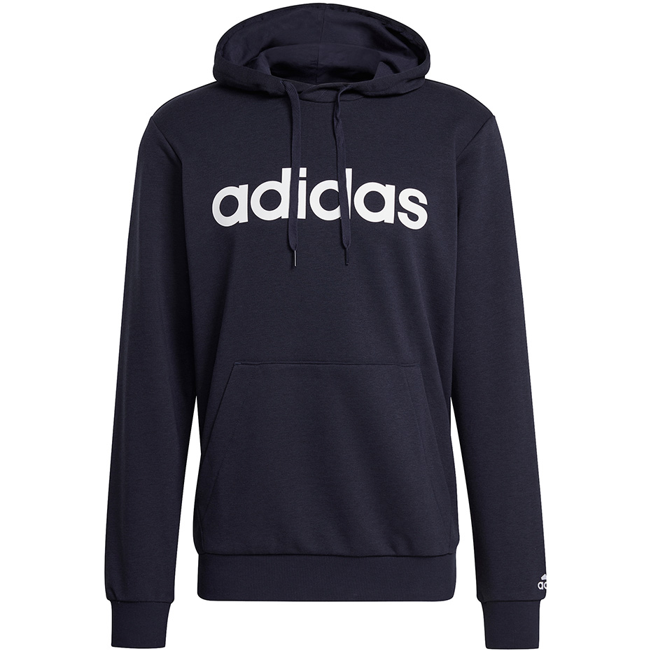 Bluza męska adidas Essentials French Terry Linear Logo Hoodie granatowa