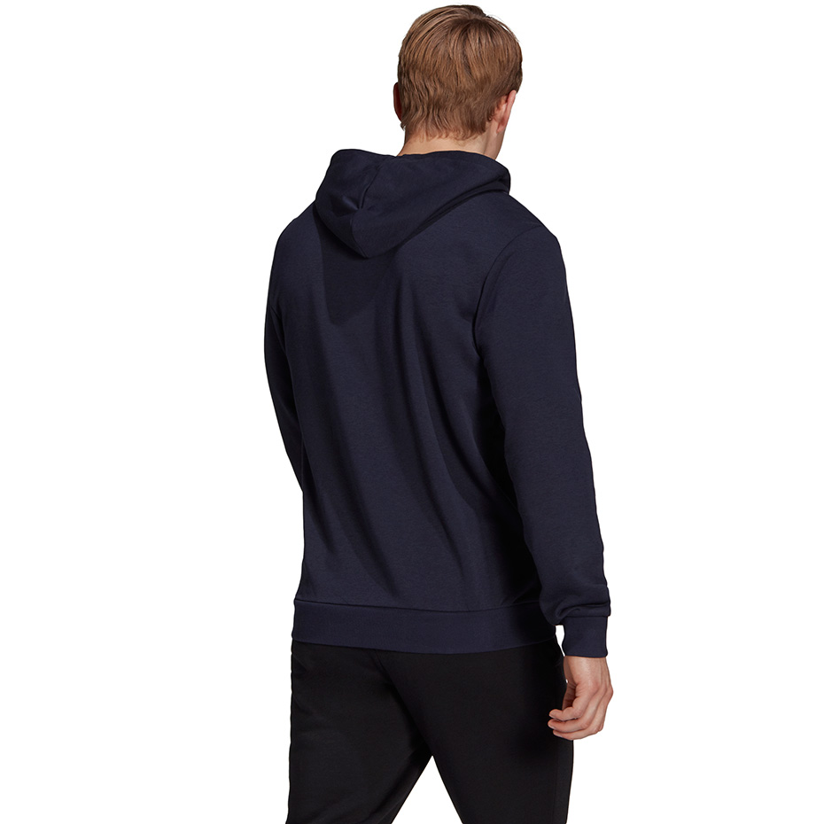Bluza męska adidas Essentials French Terry Linear Logo Hoodie granatowa – ujęcie 2