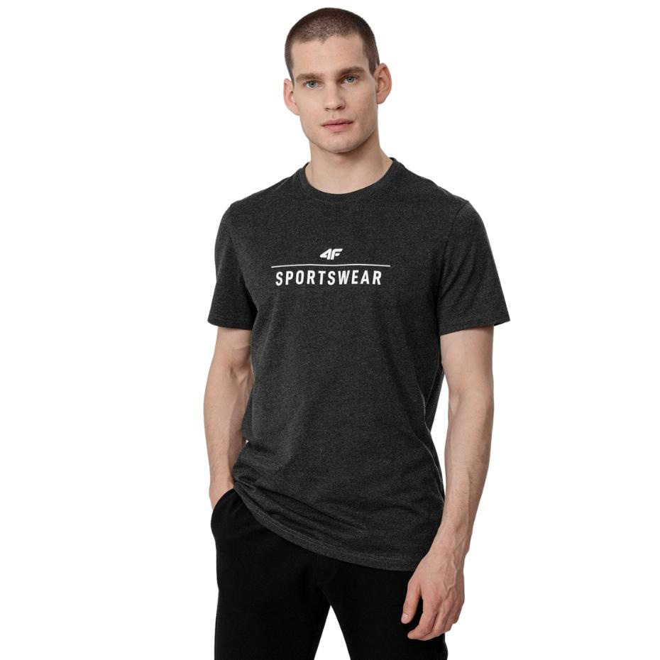 Koszulka męska 4F ciemny szary melanż H4L22