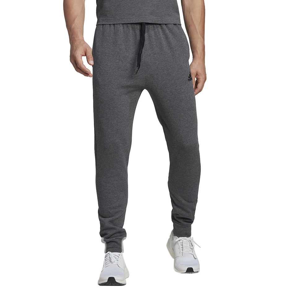 Spodnie męskie adidas Essentials Fleece Regular Tapered szare – ujęcie 3