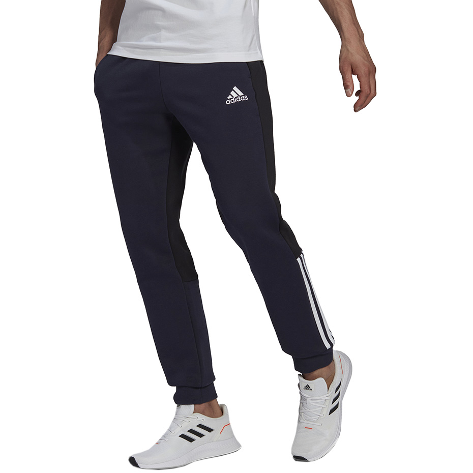 Spodnie męskie adidas Essentials Colorblock Fleece granatowe – ujęcie 3