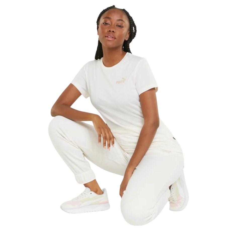 Koszulka damska Puma ESS+ Embroidery Tee beżowa – ujęcie 5