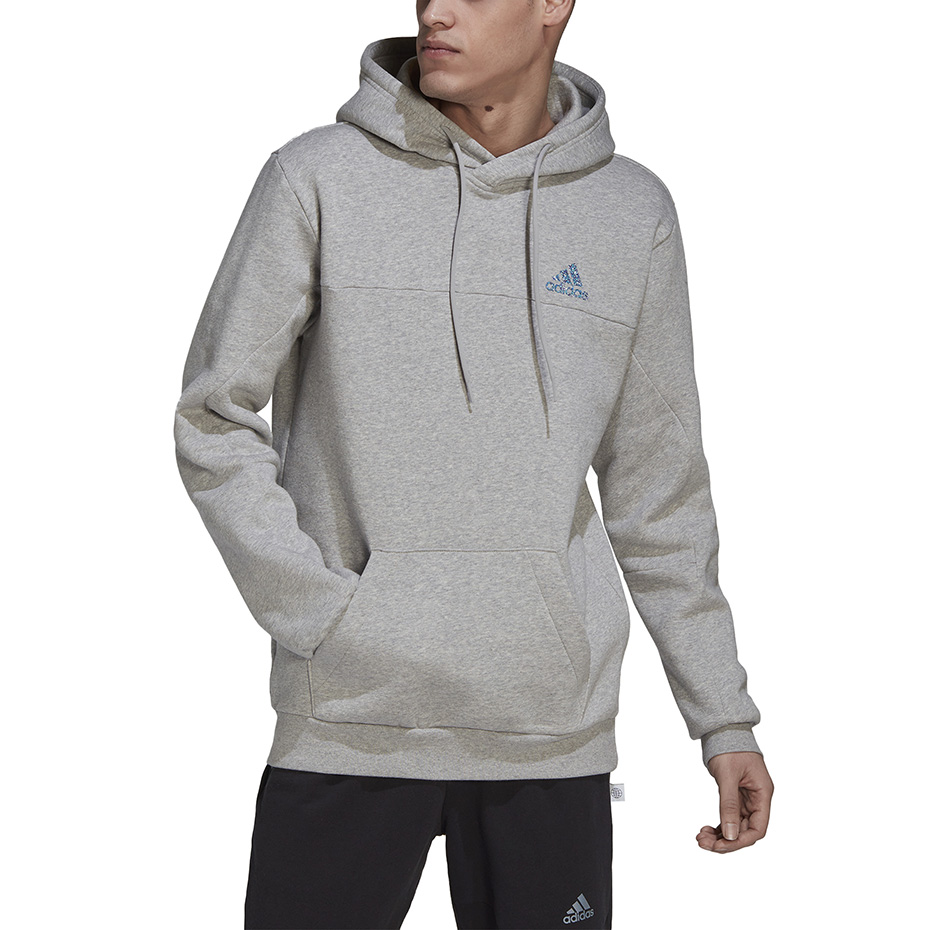 Bluza męska adidas Stadium Fleece Badge of Sport Hoodie szara – ujęcie 4