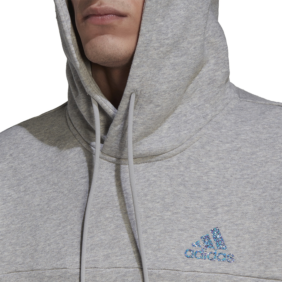 Bluza męska adidas Stadium Fleece Badge of Sport Hoodie szara – ujęcie 6