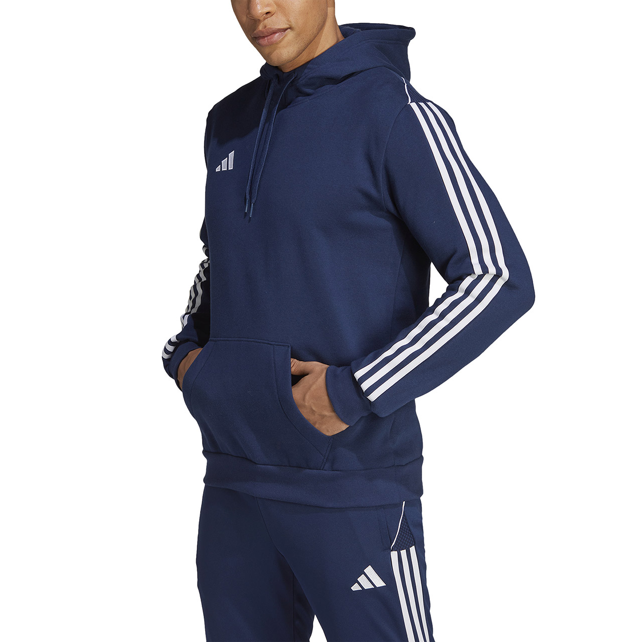 Bluza męska adidas Tiro 23 League Sweat Hoodie granatowo-biała – ujęcie 4