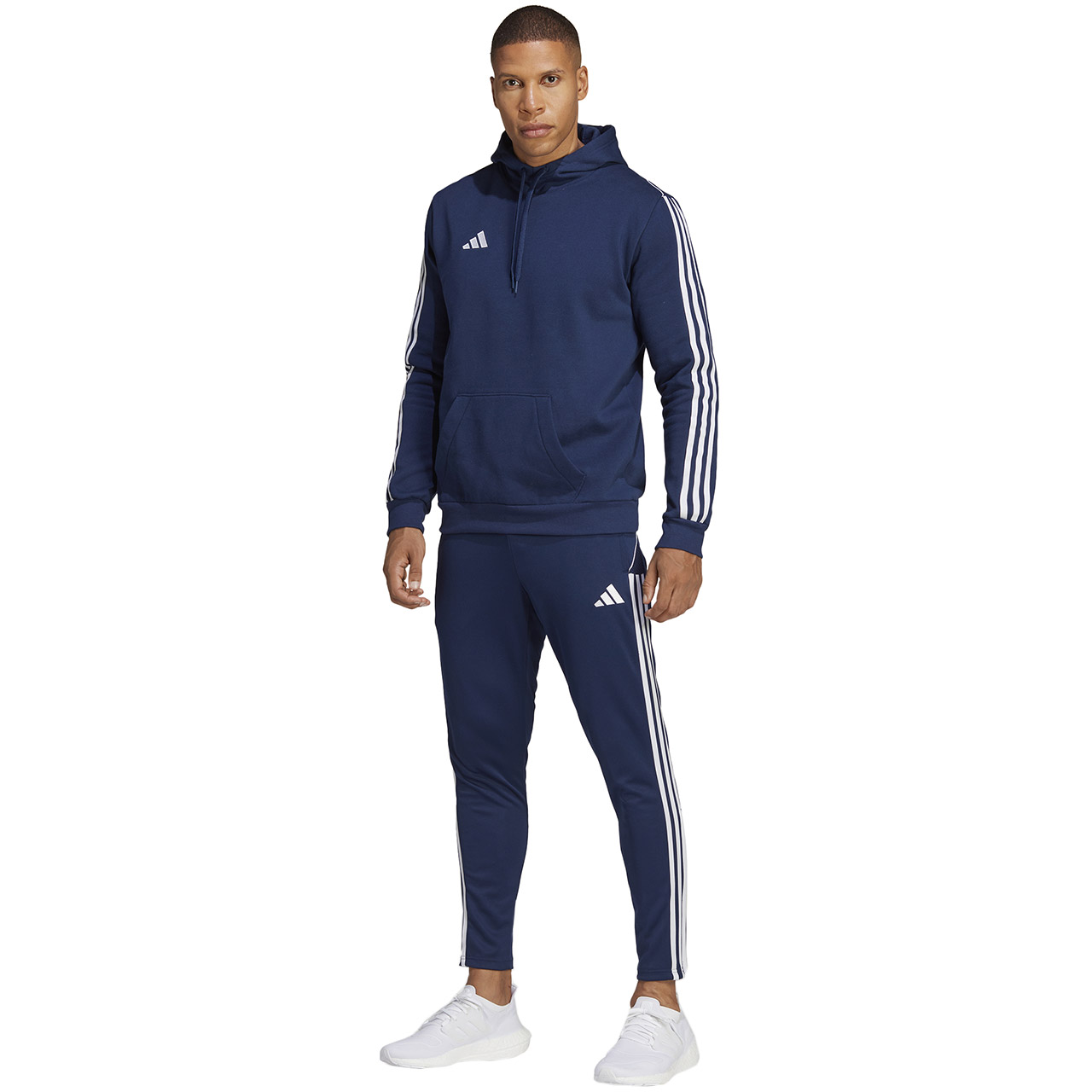 Bluza męska adidas Tiro 23 League Sweat Hoodie granatowo-biała – ujęcie 5