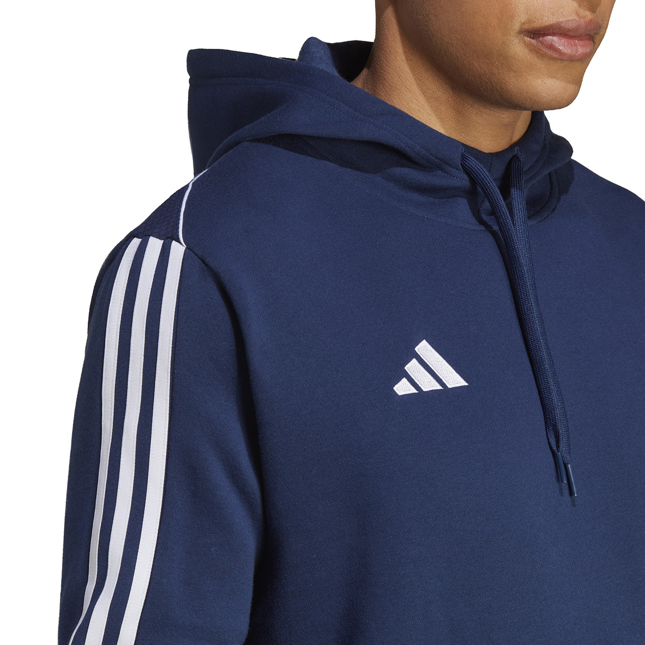 Bluza męska adidas Tiro 23 League Sweat Hoodie granatowo-biała – ujęcie 6