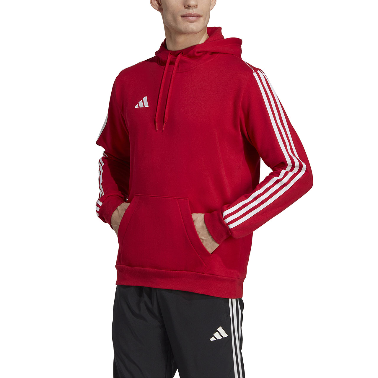 Bluza męska adidas Tiro 23 League Sweat Hoodie czerwono-biała – ujęcie 3