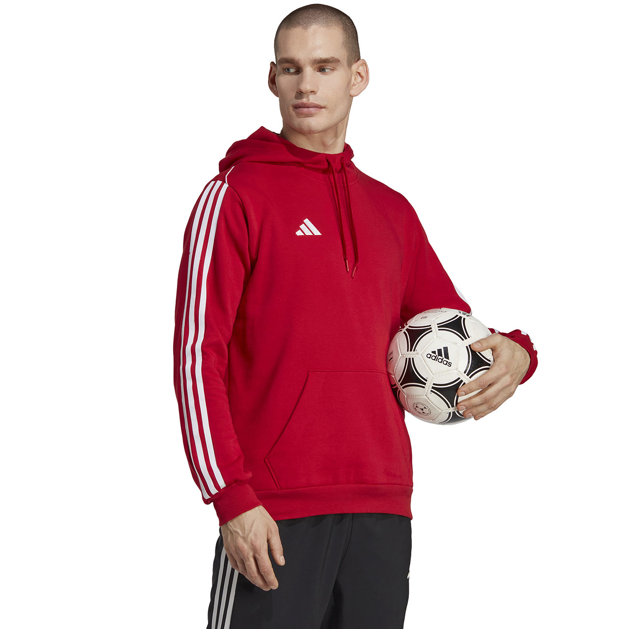 Bluza męska adidas Tiro 23 League Sweat Hoodie czerwono-biała – ujęcie 4