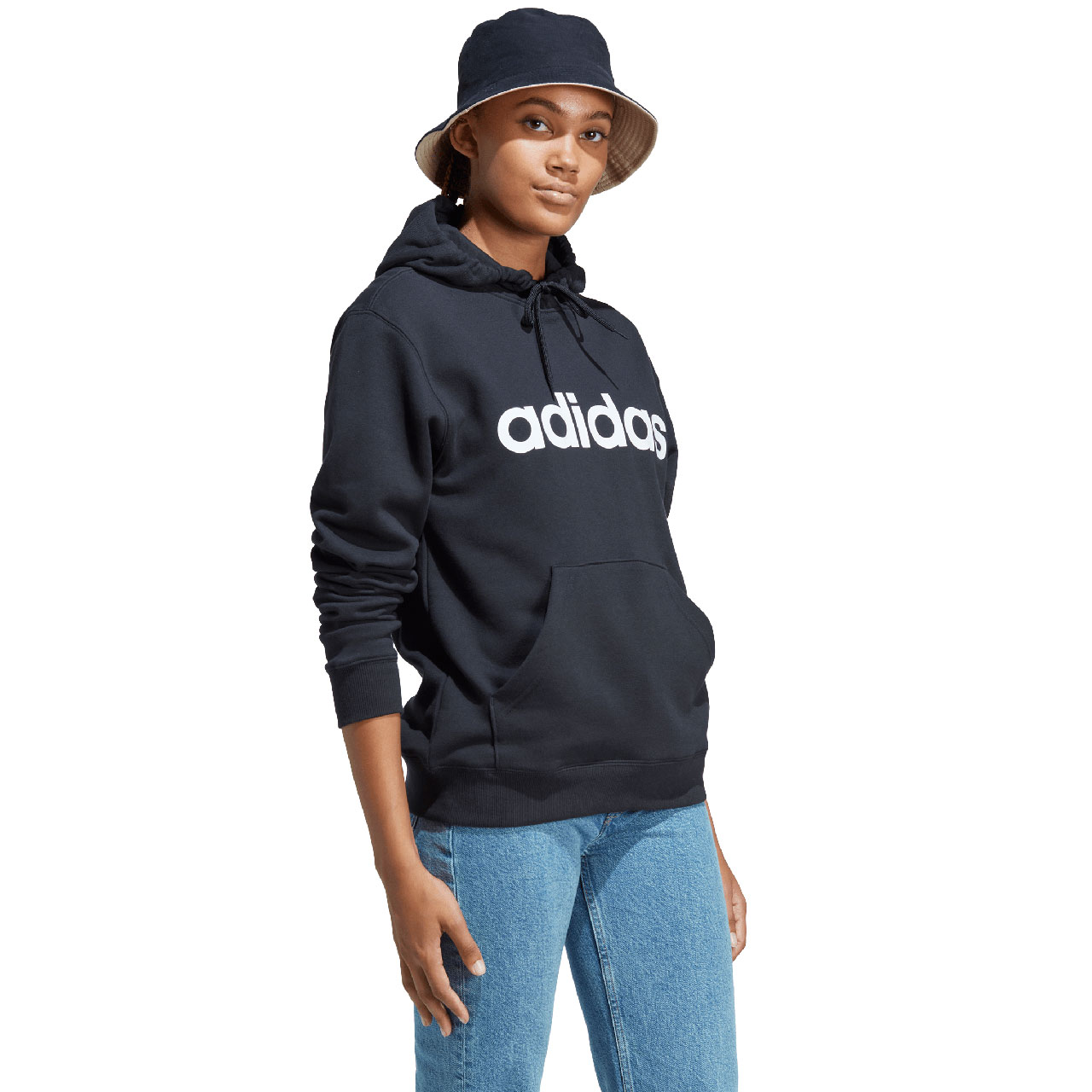Bluza damska adidas Essentials Linear czarna – ujęcie 3