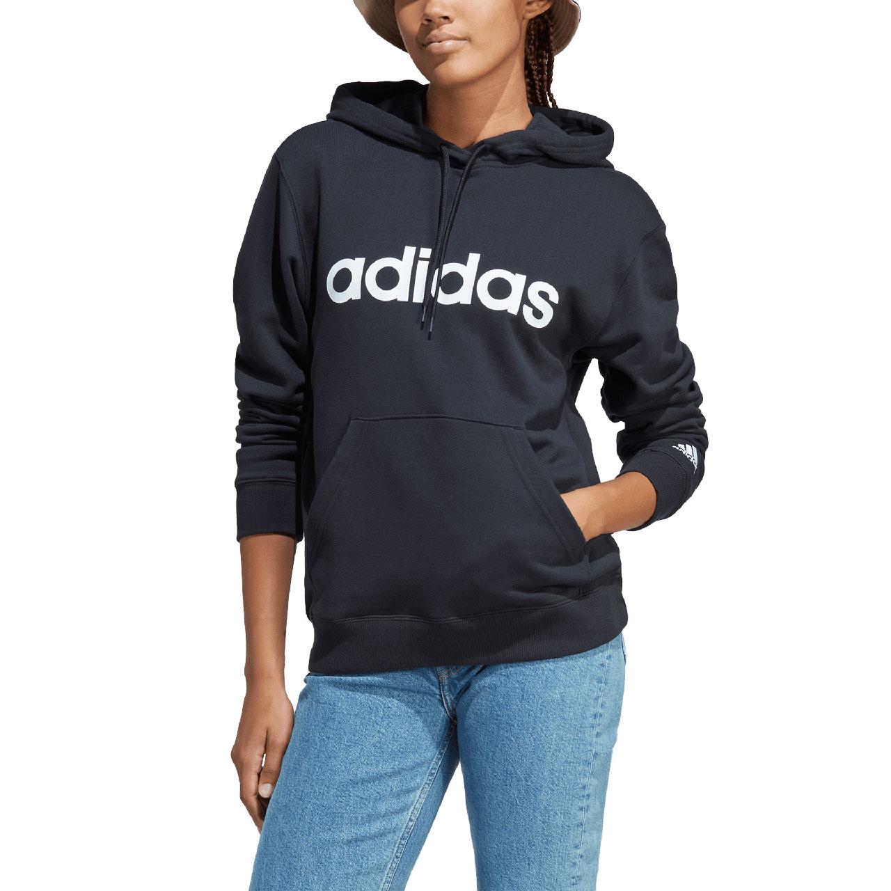 Bluza damska adidas Essentials Linear czarna – ujęcie 4