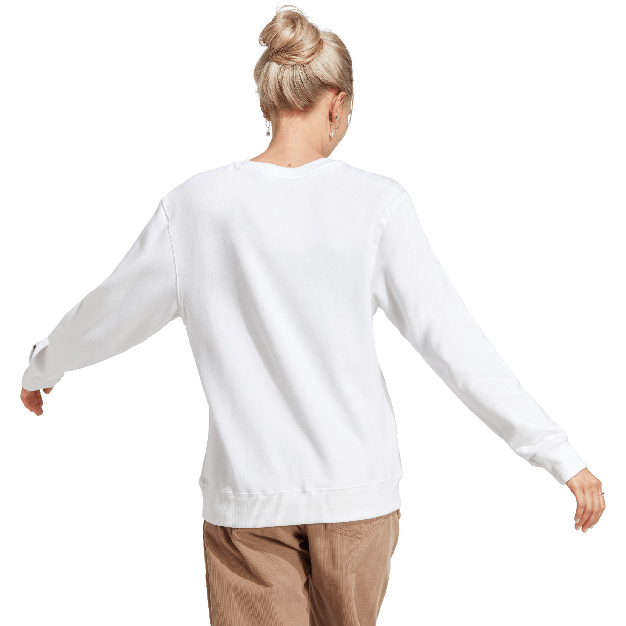 Bluza damska adidas Essentials Linear French Terry biała – ujęcie 2