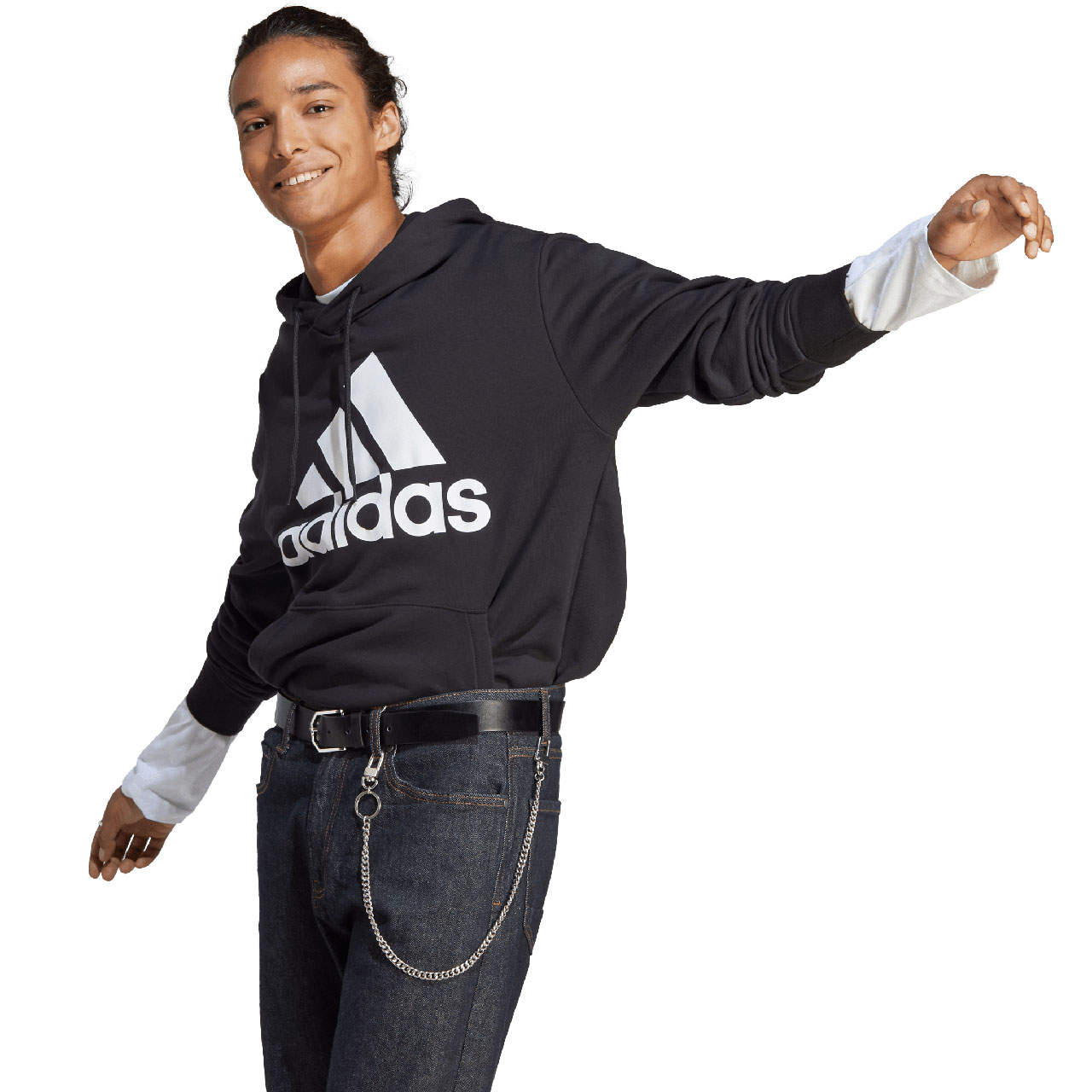Bluza męska adidas Essentials French Terry Big Logo Hoodie czarna – ujęcie 3