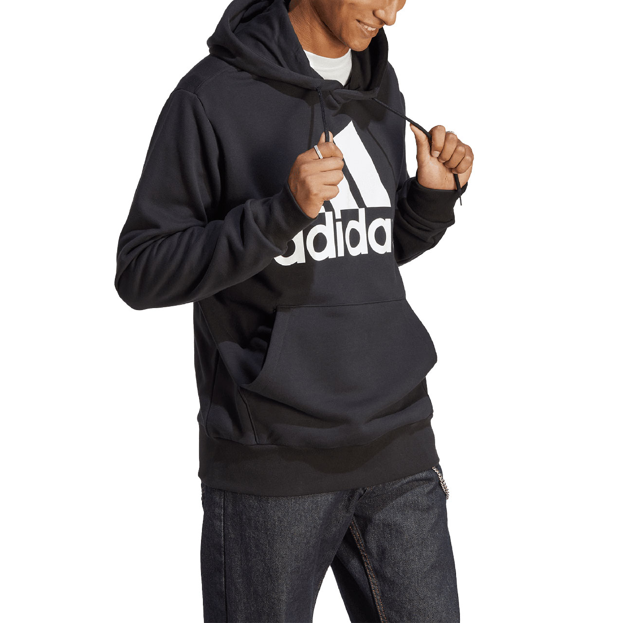 Bluza męska adidas Essentials French Terry Big Logo Hoodie czarna – ujęcie 4