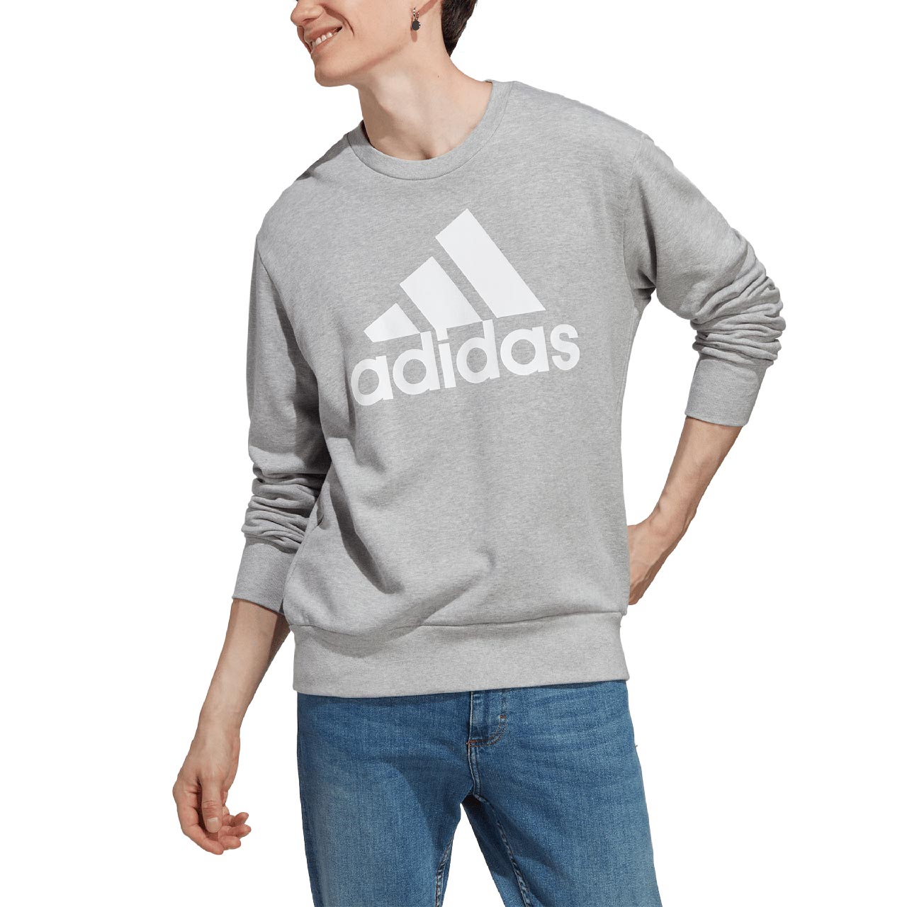 Bluza męska adidas Essentials French Terry Big Logo szara – ujęcie 3