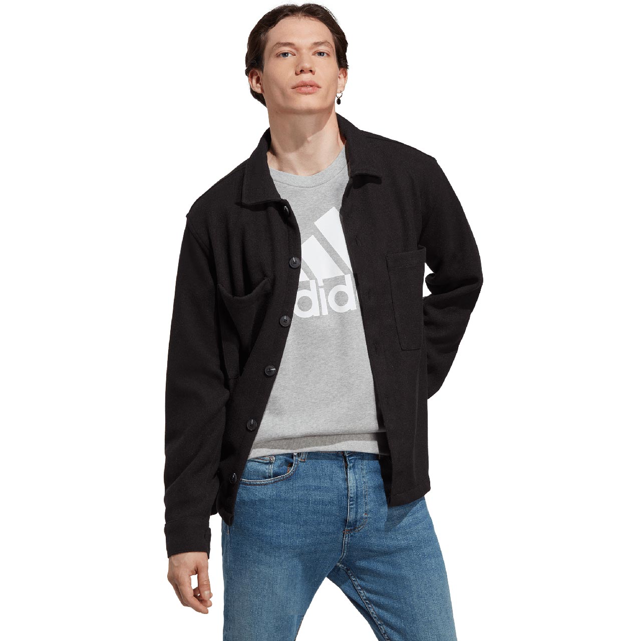 Bluza męska adidas Essentials French Terry Big Logo szara – ujęcie 4