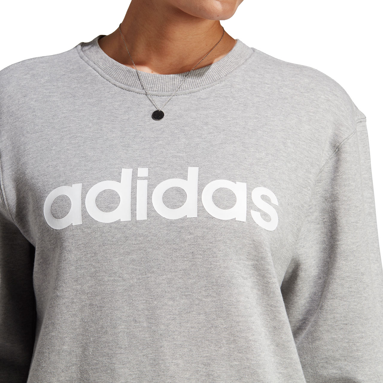 Bluza damska adidas Essentials Linear French Terry szara – ujęcie 5