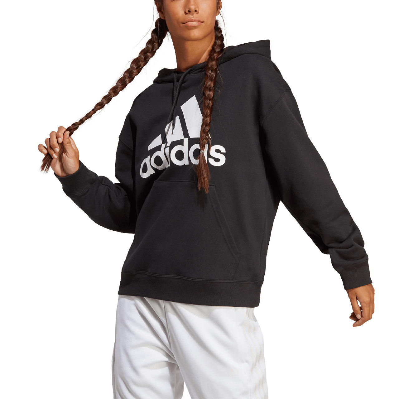 Bluza damska adidas Essentials Big Logo Oversized French Terry Hoodie czarna – ujęcie 4