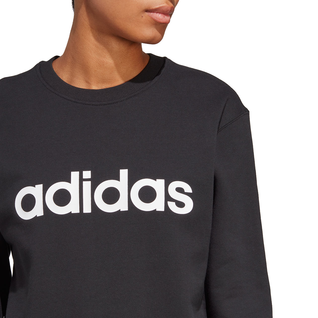 Bluza damska adidas Essentials Linear French Terry czarna – ujęcie 5