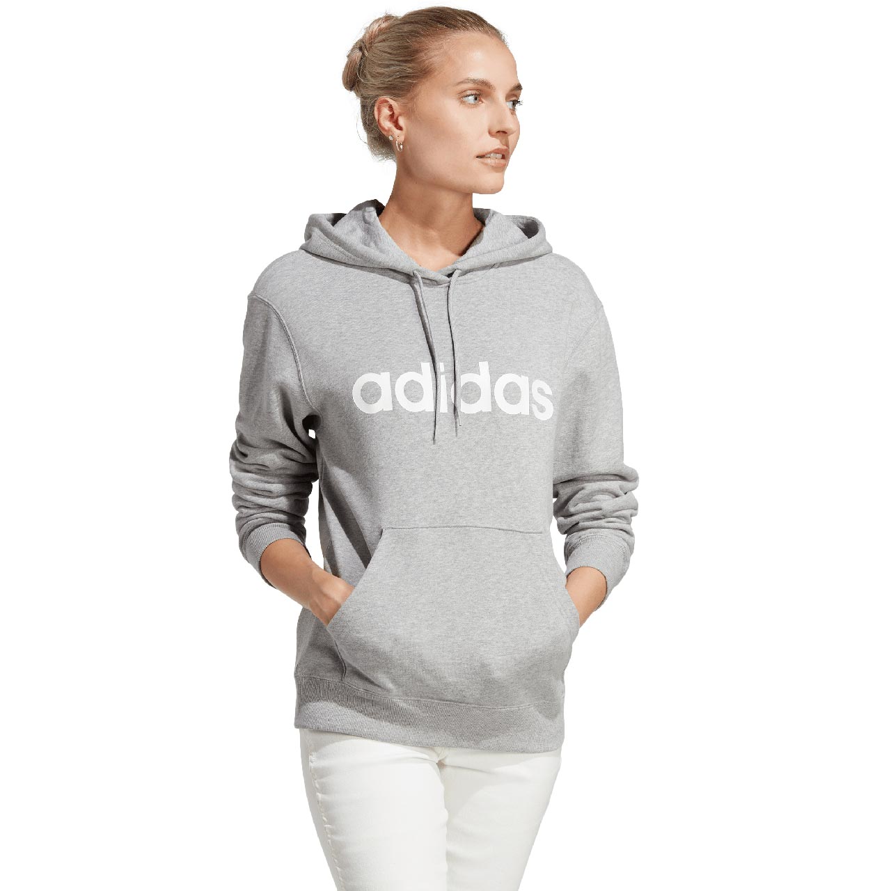 Bluza damska adidas Essentials Linear szara – ujęcie 3