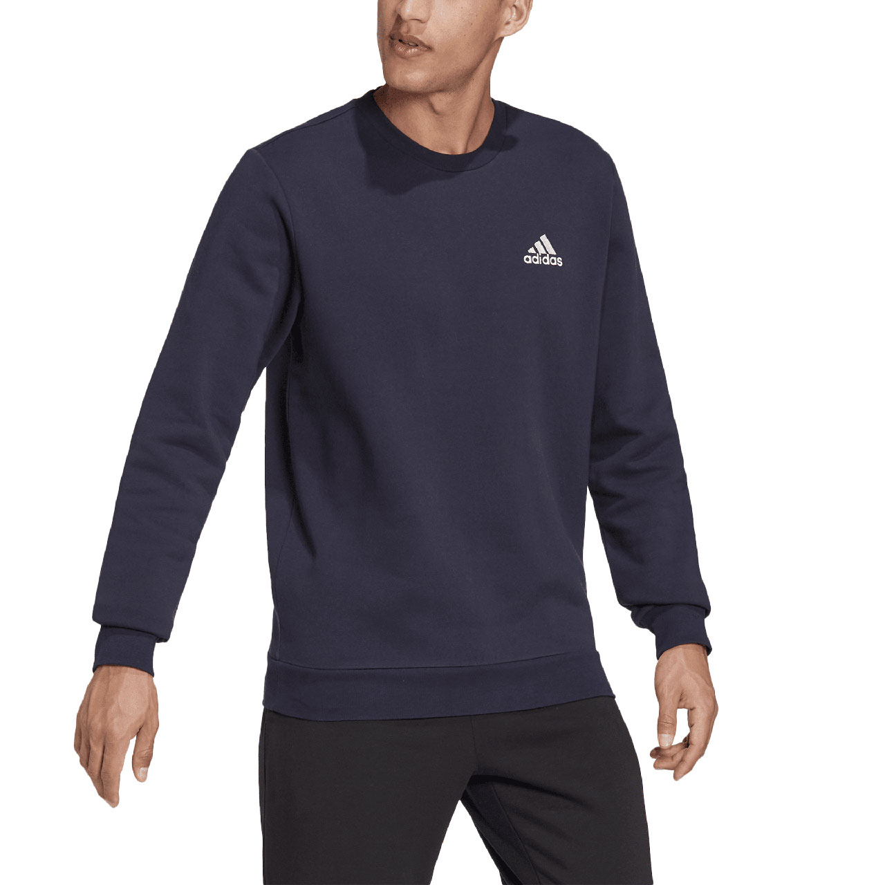 Bluza męska adidas Essentials Fleece granatowa – ujęcie 4