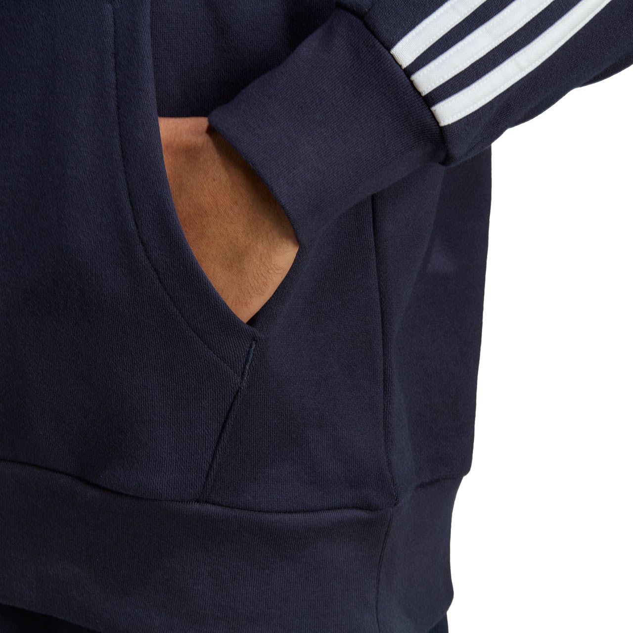 Bluza męska adidas Essentials French Terry 3-Stripes Hoodie granatowa – ujęcie 6
