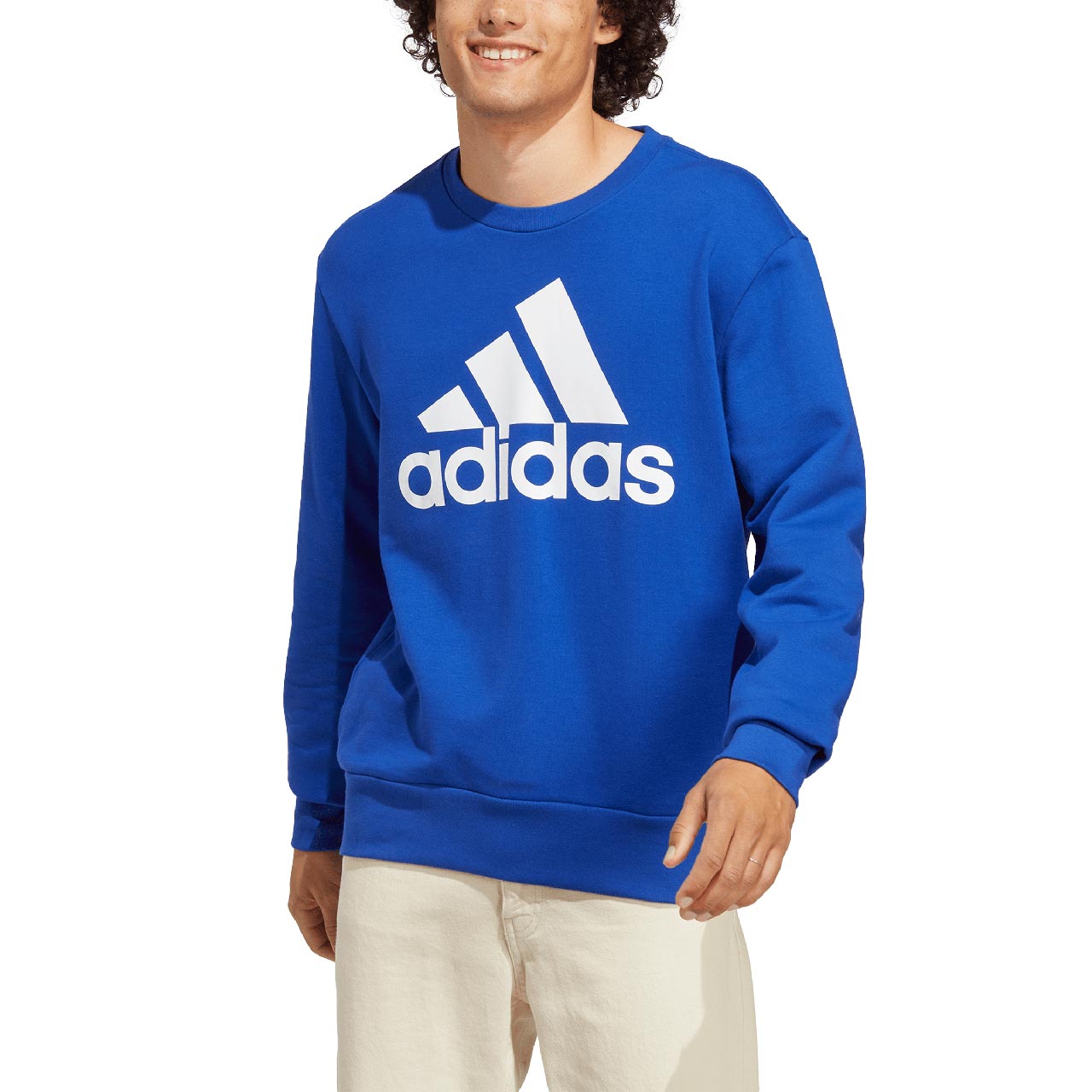 Bluza męska adidas Essentials French Terry Big Logo niebieska – ujęcie 4