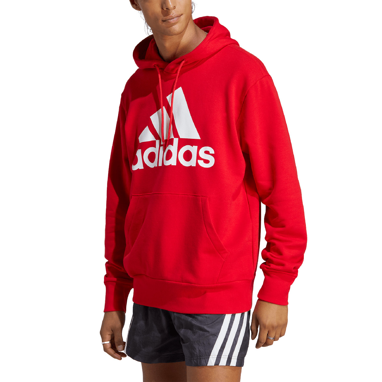 Bluza męska adidas Essentials French Terry Big Logo Hoodie czerwona – ujęcie 4