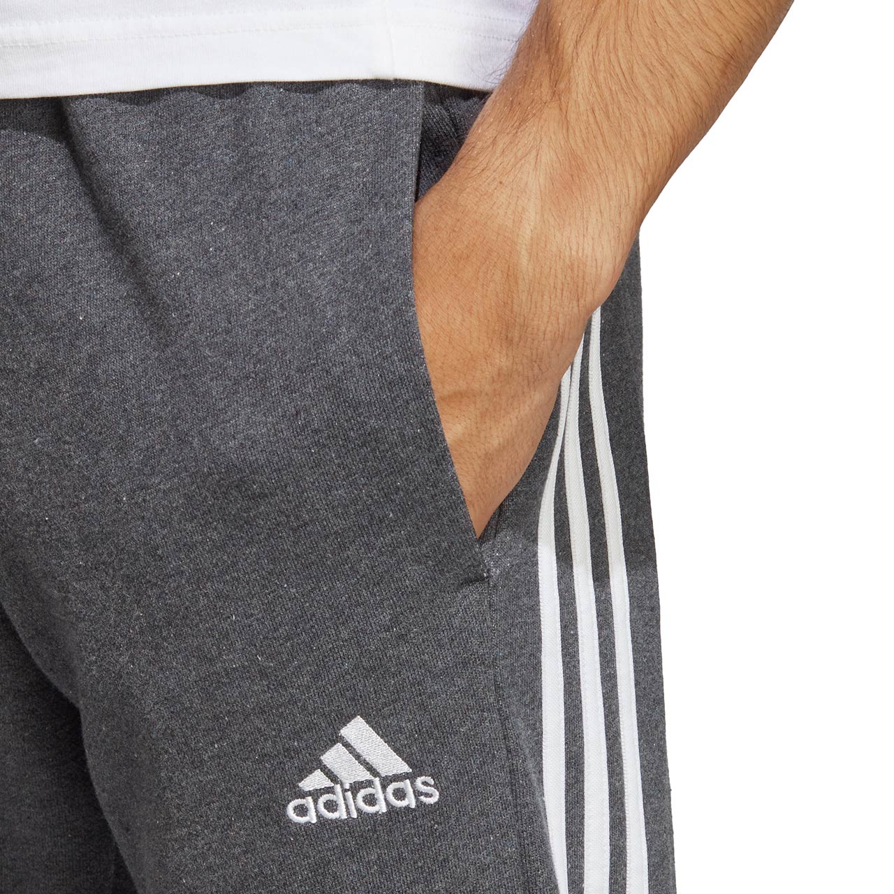 Spodnie męskie adidas Essentials French Terry Tapered Cuff 3-Stripes szare – ujęcie 5