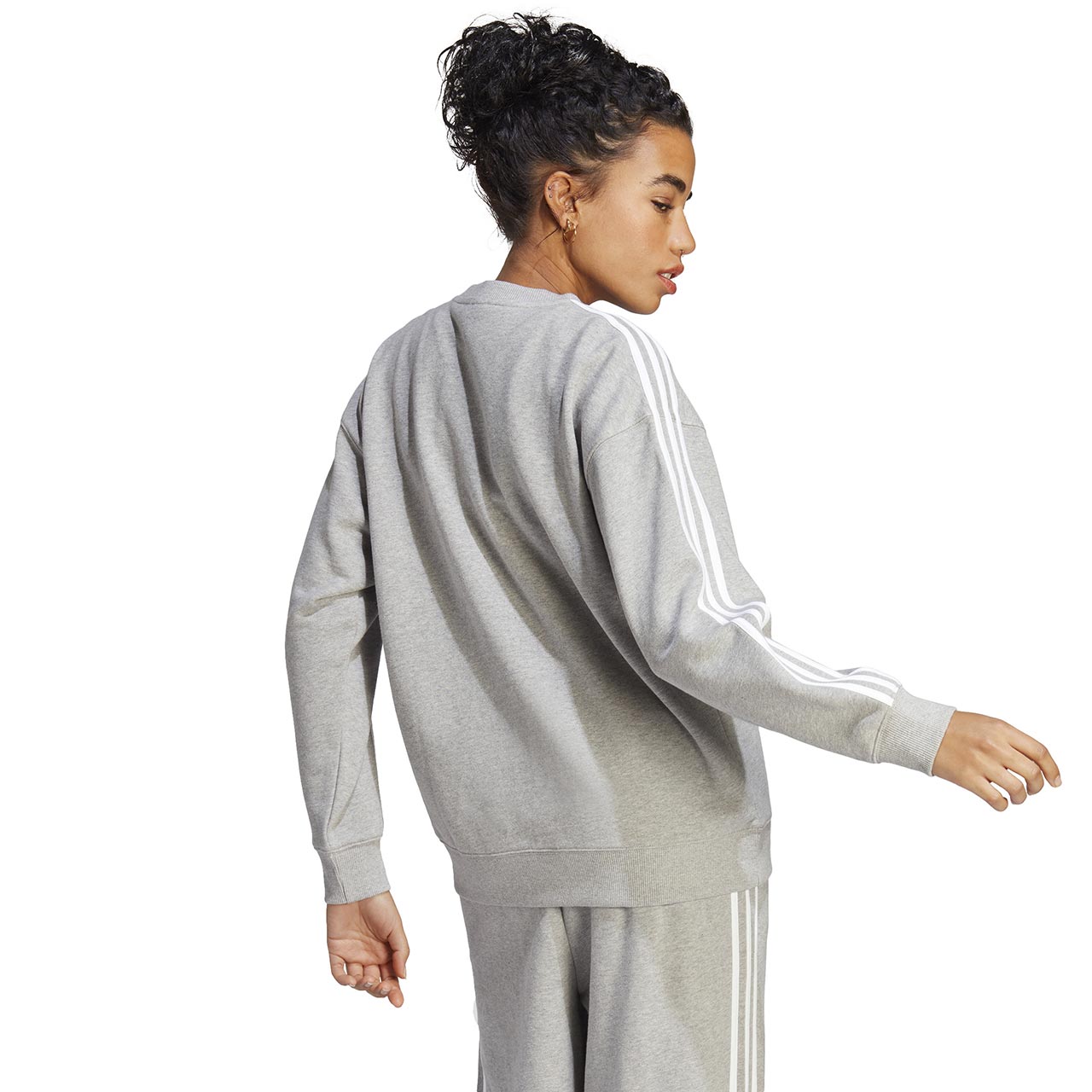 Bluza damska adidas Essentials 3-Stripes szara – ujęcie 2