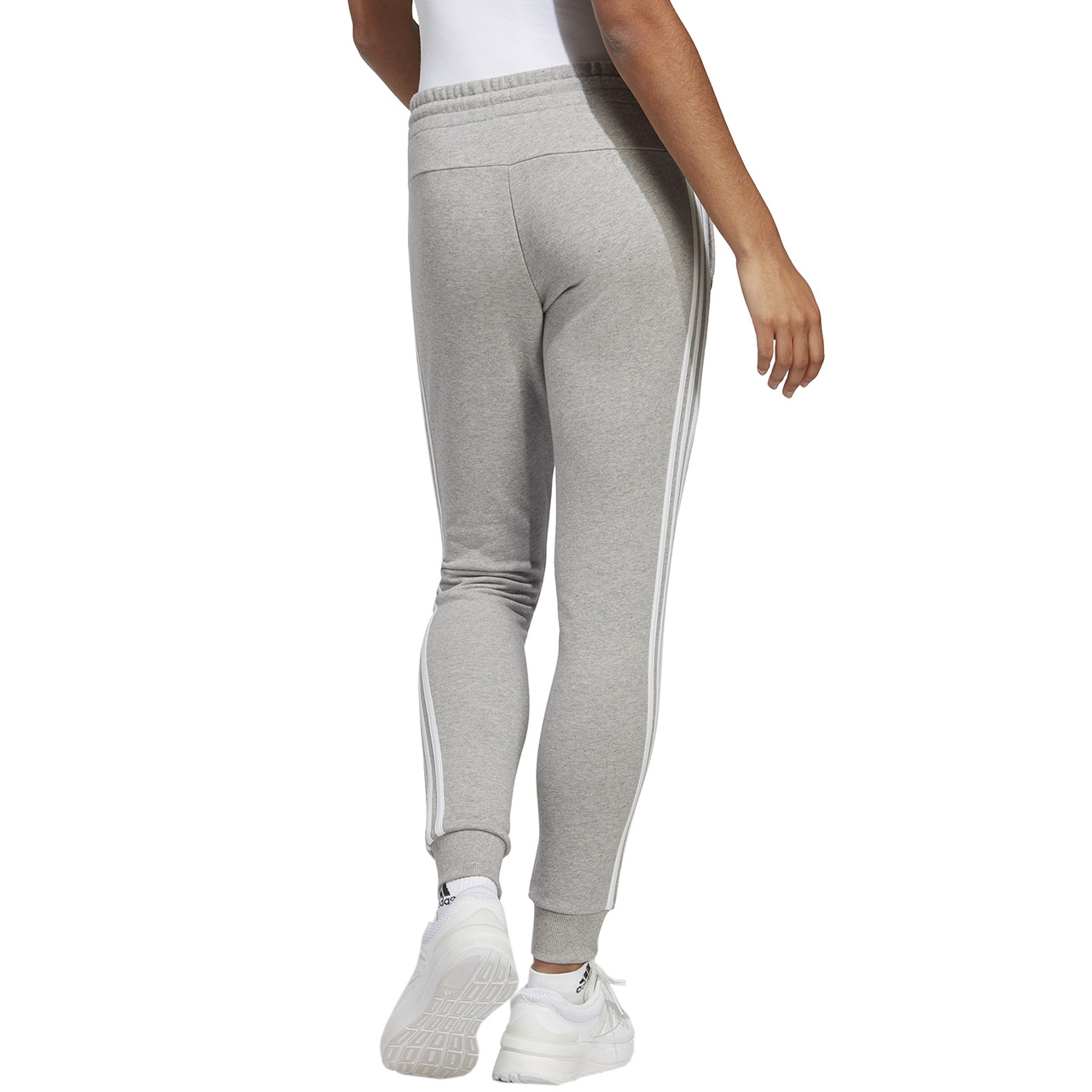 Spodnie damskie adidas Essentials 3-Stripes French Terry Cuffed szare – ujęcie 2