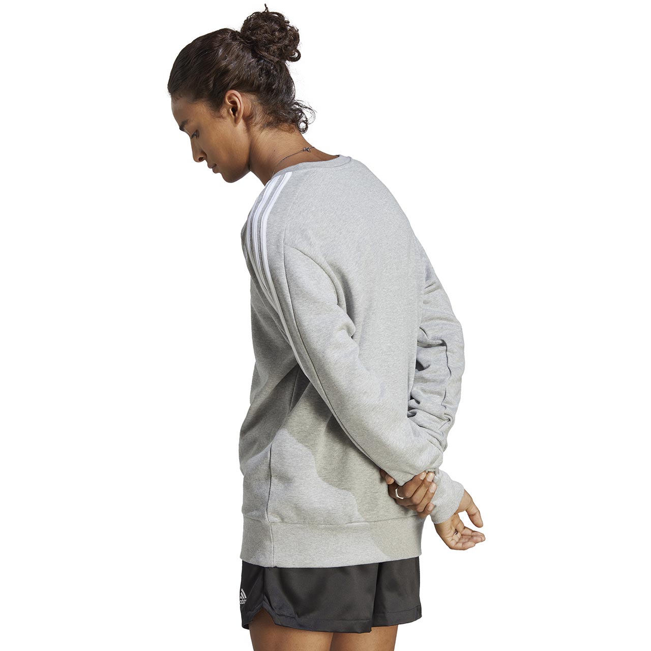 Bluza męska adidas Essentials French Terry 3-Stripes szara – ujęcie 2