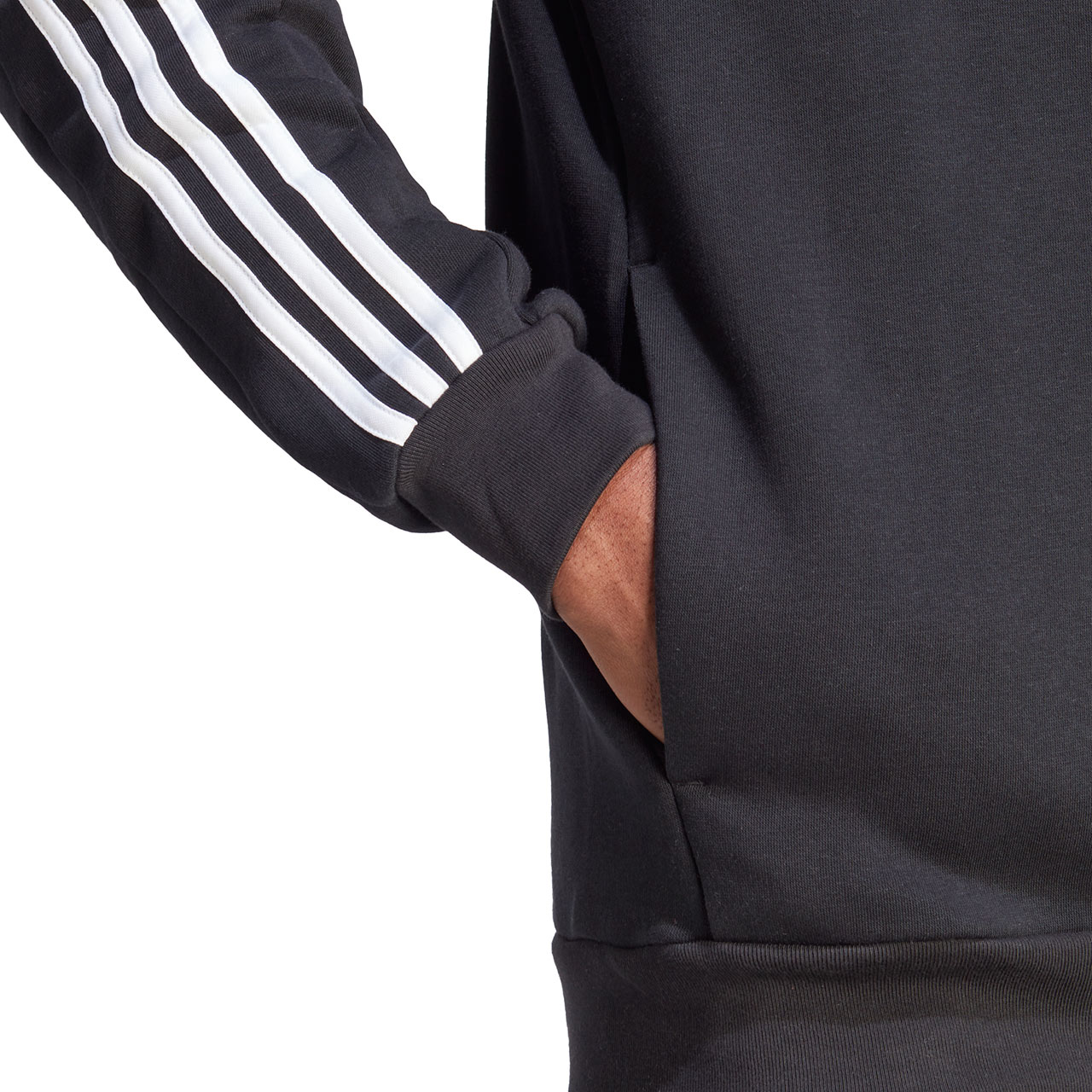 Bluza męska adidas Essentials Fleece 3-Stripes Full-Zip czarna – ujęcie 6