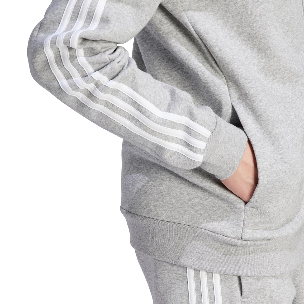 Bluza męska adidas Essentials Fleece 3-Stripes Full-Zip szara – ujęcie 4